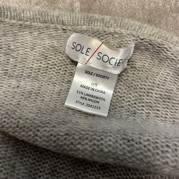 Sole Society fringed light gray cardigan poncho sweater, multiwear, one size - Picture 11 of 11